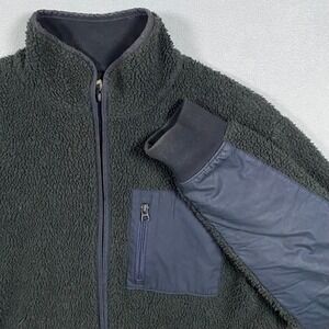 J. Crew Mens Sporting Life Sherpa Fleece Full Zip‎ Jacket Navy Blue B0987 Size M